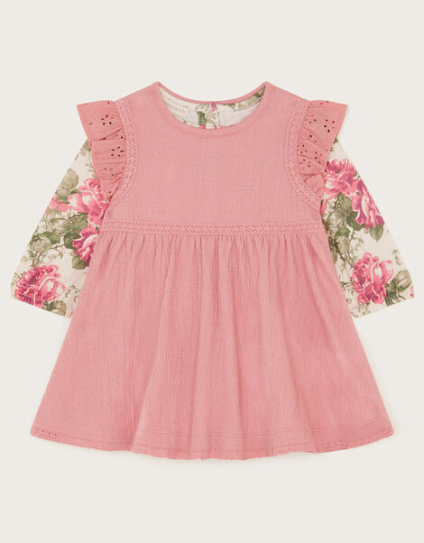 Newborn Betsy Floral Top and Pinafore Dress Set, Pink (PINK), large