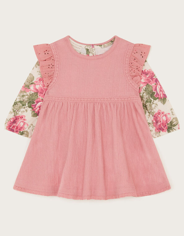 Newborn Betsy Floral Top and Pinafore Dress Set, Pink (PINK), large