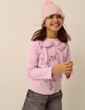 Sequin Butterfly Long Sleeve Top, Purple (LILAC), large