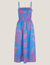 Pamela Palm Print Midi Sundress, Blue (BLUE), large