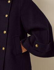 Frida Funnel Neck Cape Coat, Blue (NAVY), large