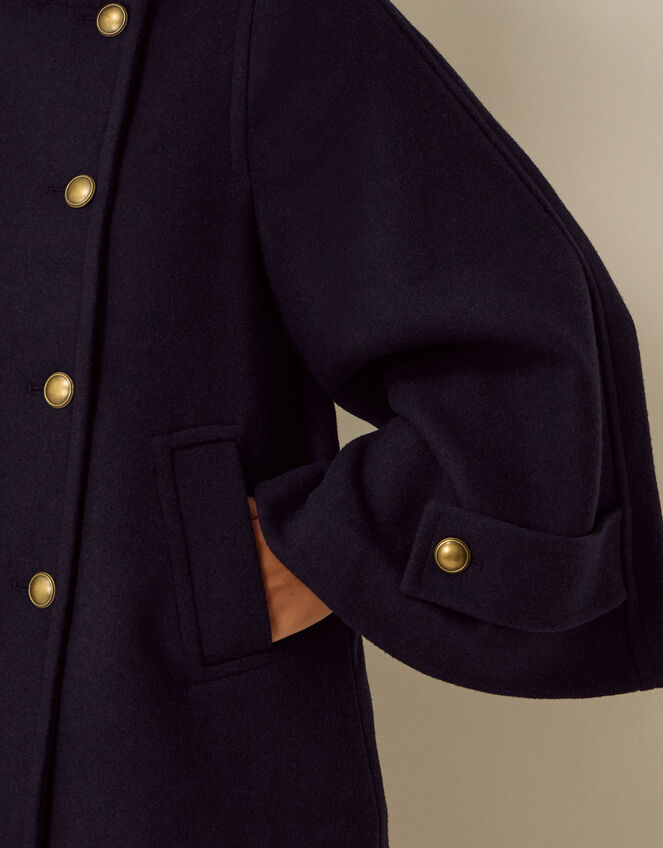 Frida Funnel Neck Cape Coat, Blue (NAVY), large