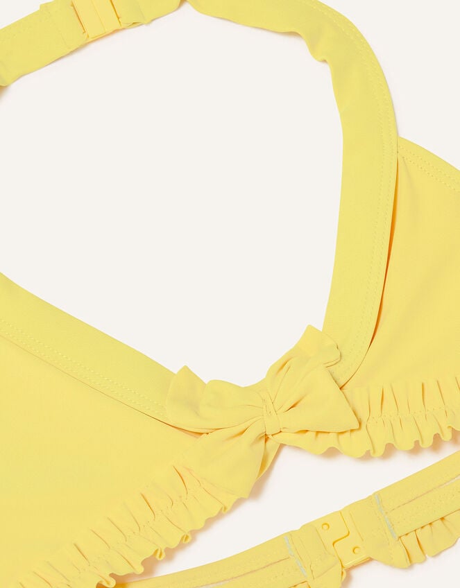 Frill Front Laser Cut Bikini , Yellow (YELLOW), large