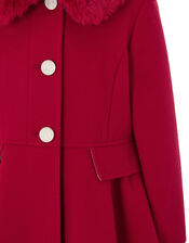 Red Ruffle Hem Coat, Red (RED), large