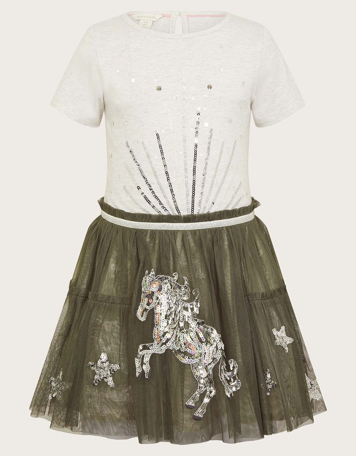Disco Horse Star Dress Grey