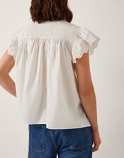 Zadie Broderie Frill Top, White (WHITE), large