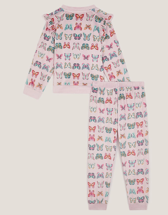 Butterfly Print Long Pajamas Set, Pink (PINK), large