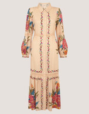 Rosaleigh Long Sleeve Floral Maxi Dress, Cream (CREAM), large