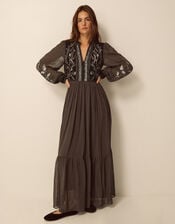 Josephine Embellished Maxi Dress , Brown (CHOCOLATE), large