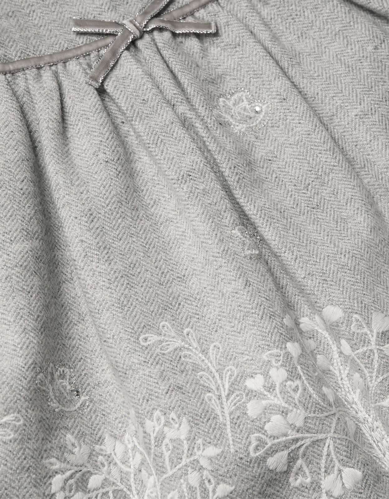 Baby Tree Stitch Detail Pinafore with T Shirt Grey