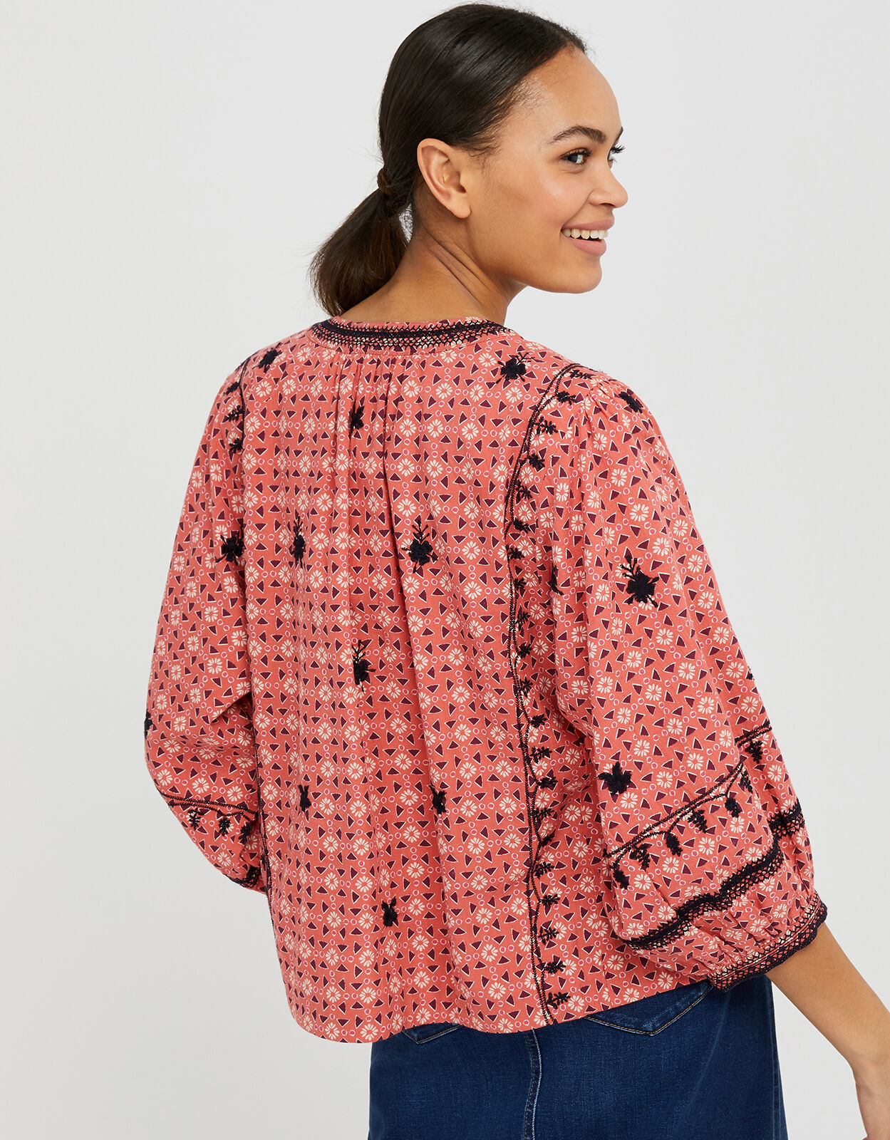 Lilla Embroidered Jacket in Organic Cotton Orange