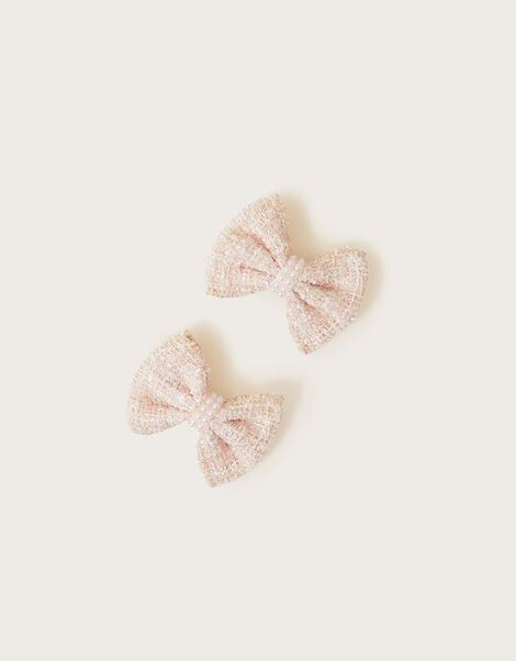 Boucle Pearl Bow Hair Clips Set of Two, , large