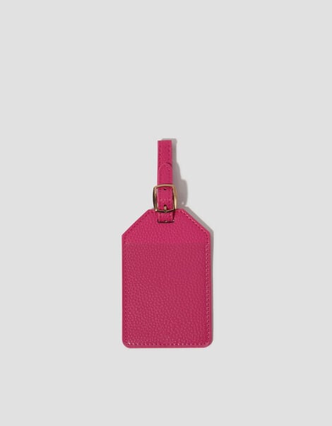 Faux Leather Luggage Tag, Pink (PINK), large