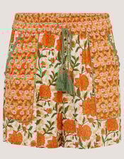 Carris Floral Scallop Shorts, Orange (ORANGE), large
