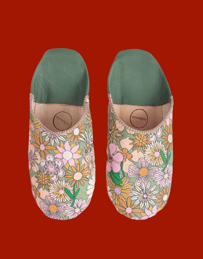 Bohemia Design Margot Babouche Slippers, Green (GREEN), large