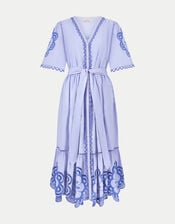 East Aliona Floral Broderie Midi Dress, Purple (LILAC), large