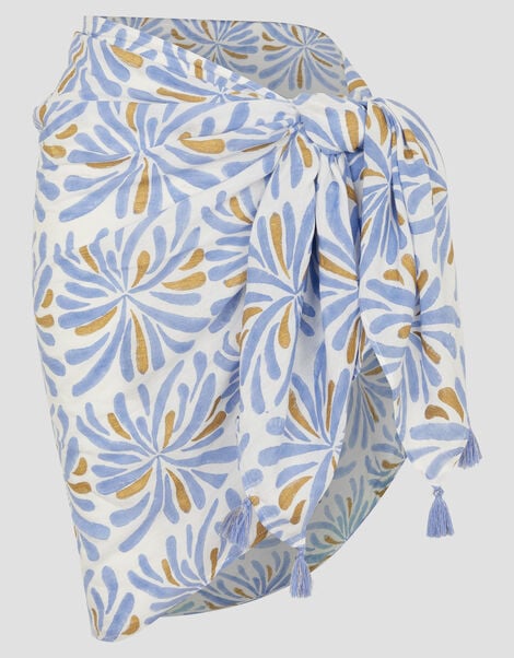 Cece Woodblock Tassel Sarong, , large