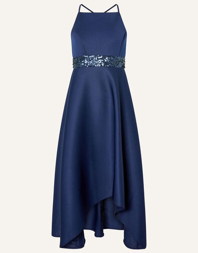 Sequin Scuba Prom Dress, Blue (NAVY), large