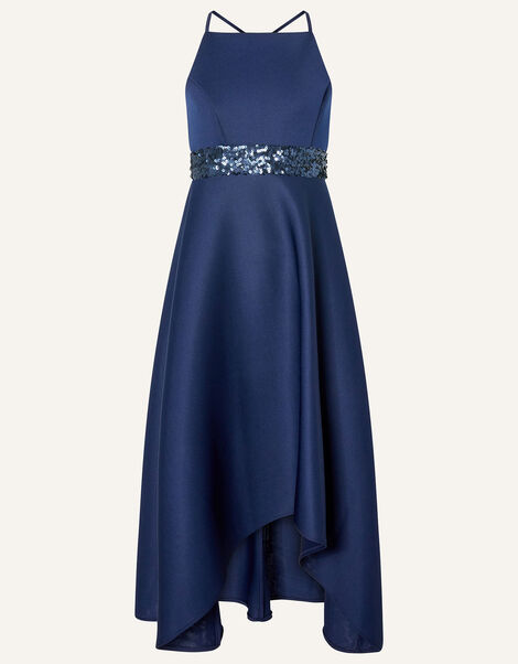 Sequin Scuba Prom Dress Blue, Blue (NAVY), large