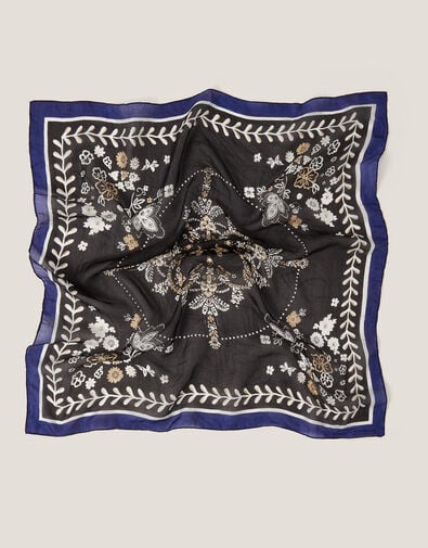 Sammi Square Medallion Silk Scarf, , large