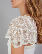 Embellished Bridal Shoulder Cape, Ivory (IVORY), large