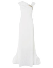 Tess Embellished Brooch Bridal Dress, Ivory (IVORY), large