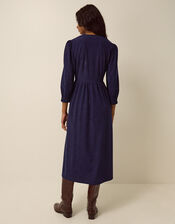 Sara Smocked Corduroy Midi Dress, Blue (MIDNIGHT), large