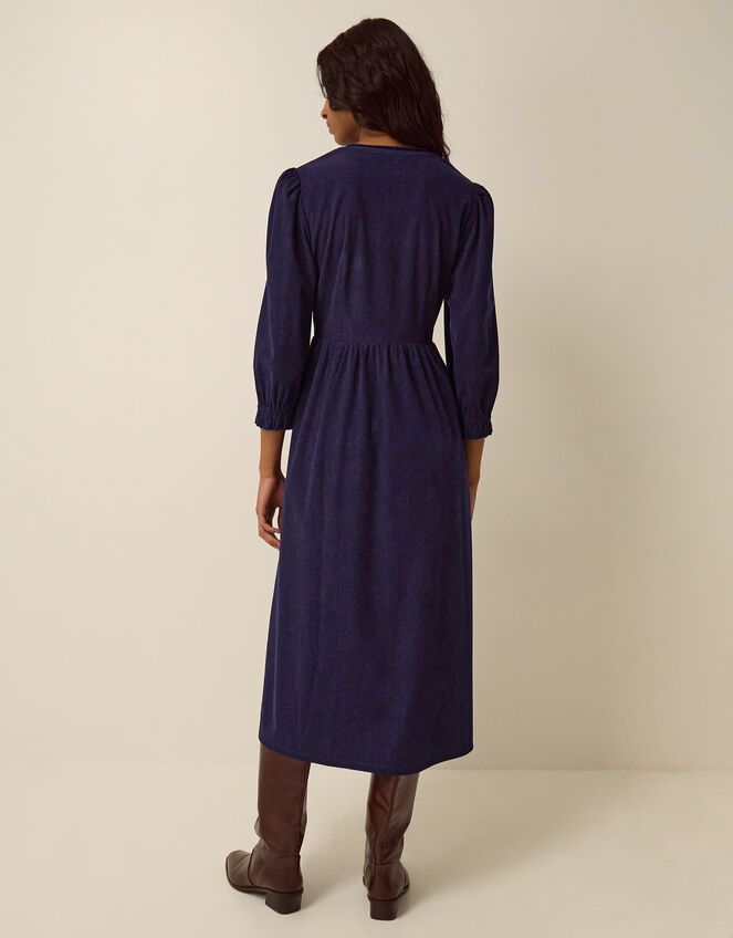 Sara Smocked Corduroy Midi Dress, Blue (MIDNIGHT), large