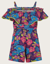 Sketchy Floral Playsuit, Blue (NAVY), large
