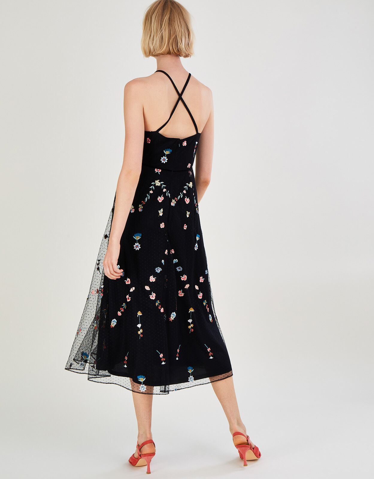 Allison Embroidered Midi Dress Black Party Dresses Monsoon Global