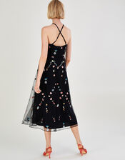 Allison Embroidered Midi Dress, Black (BLACK), large