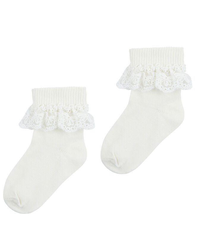 Baby Olivia Lace Socks, Ivory (IVORY), large
