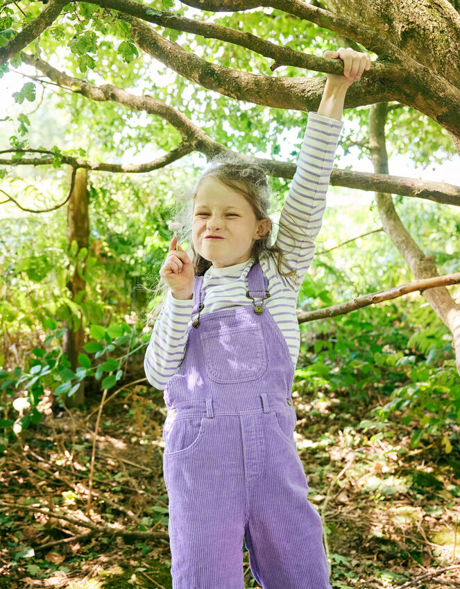 Dotty Dungarees Corduroy Chunky Dungarees, VIOLET, large