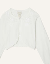 3D Flower Cropped Cardigan, Ivory (IVORY), large