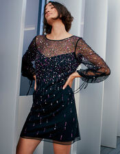 Henrietta Heart Sequin Tunic Dress, Black (BLACK), large