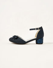 Glitter Bow Heels, Blue (NAVY), large