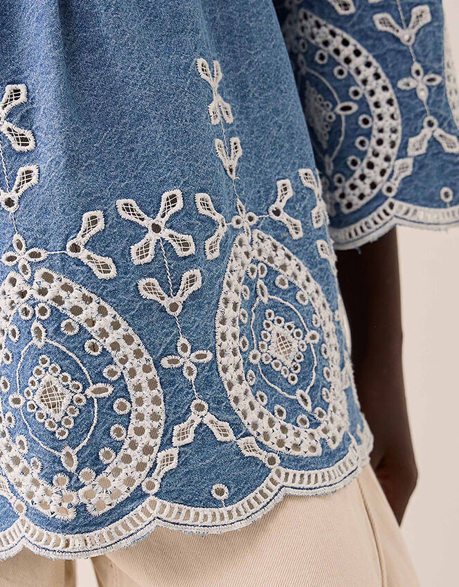 East Denim Broderie Shirt, Blue (BLUE), large