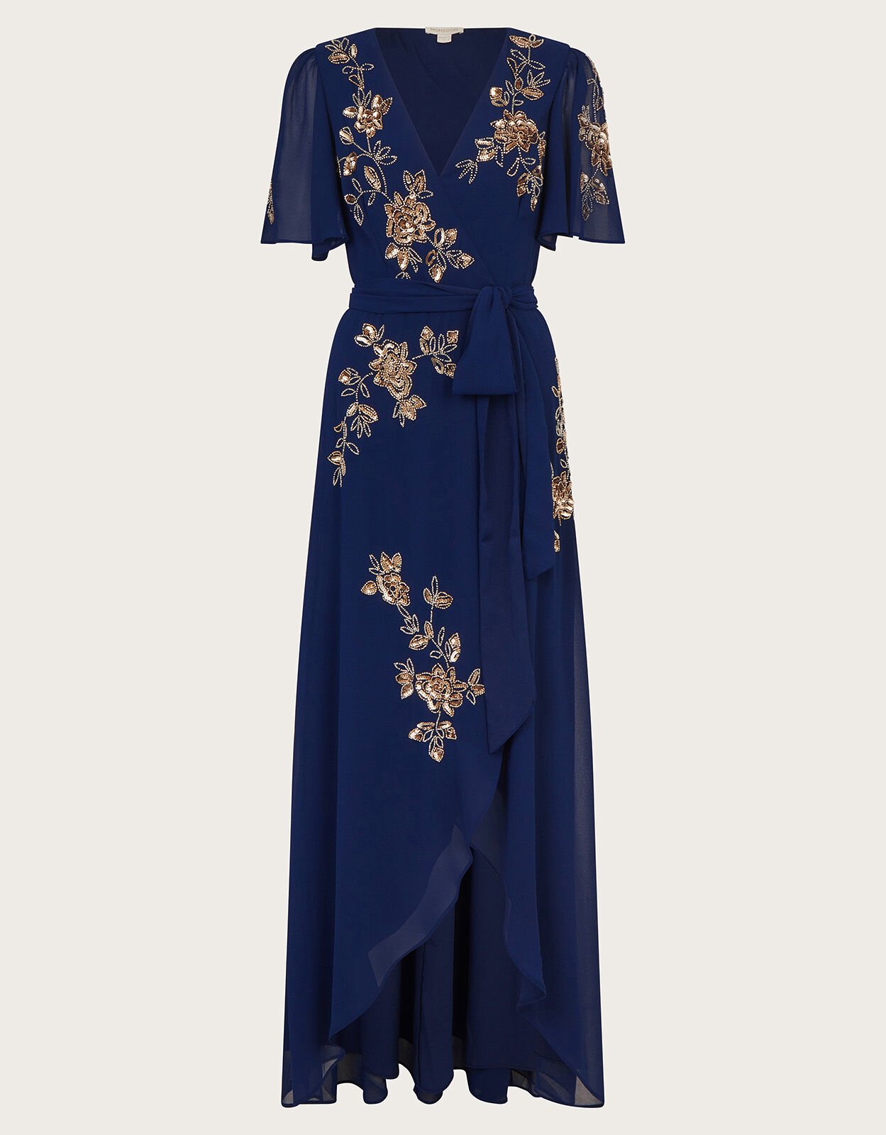Sarah Embellished Wrap Dress Blue | Evening Dresses | Monsoon US.