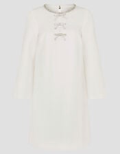 Paola Bow Diamante Shift Wedding Dress, Ivory (IVORY), large