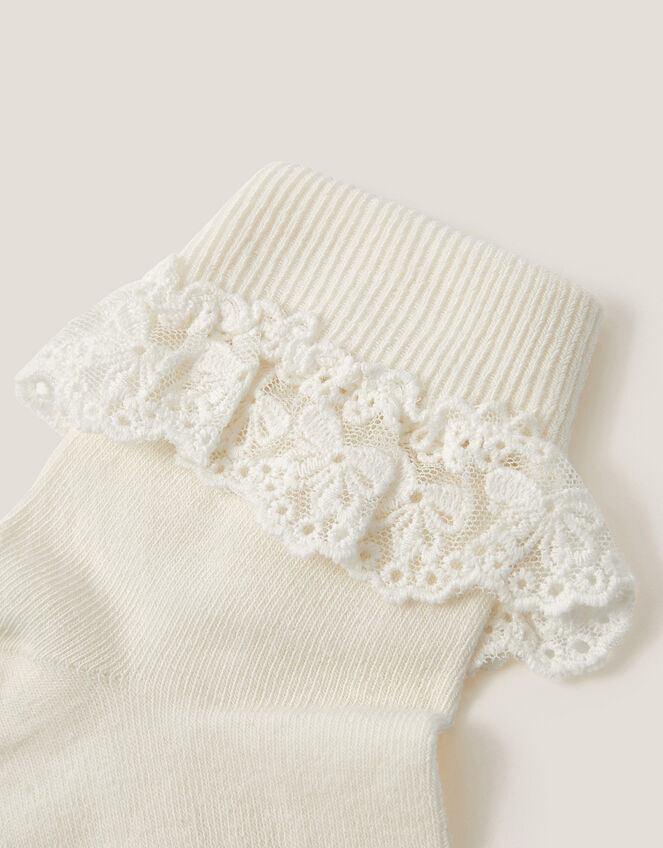 Olivia Bow Lace Socks, Ivory (IVORY), large