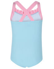 Baby Bunny 3D Flower Swimsuit, Blue (TURQUOISE), large