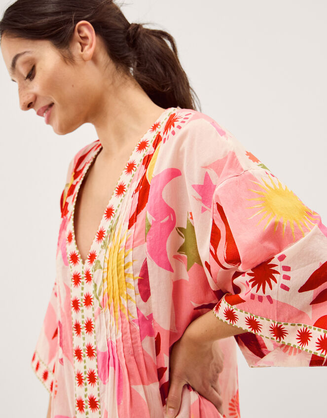 Anissa Sun Print Midi Kaftan, Ivory (IVORY), large