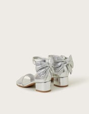 Open-Toe Bow Heels, Silver (SILVER), large