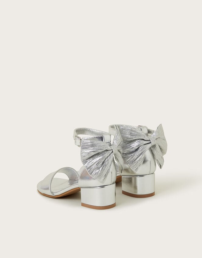 Open-Toe Bow Heels, Silver (SILVER), large
