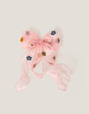 Flower Organza Bow Hair Clip, , large