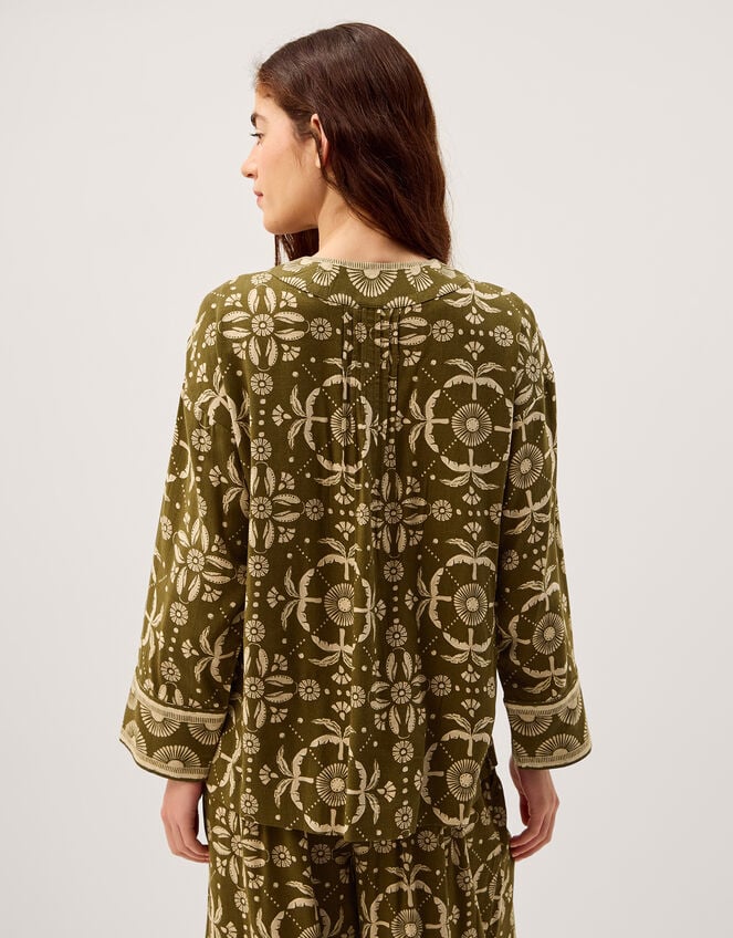 Thalia V-Neck Floral Print Top, Green (GREEN), large