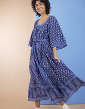 East Harriet Print Tie Waist Dress, Blue (NAVY), large
