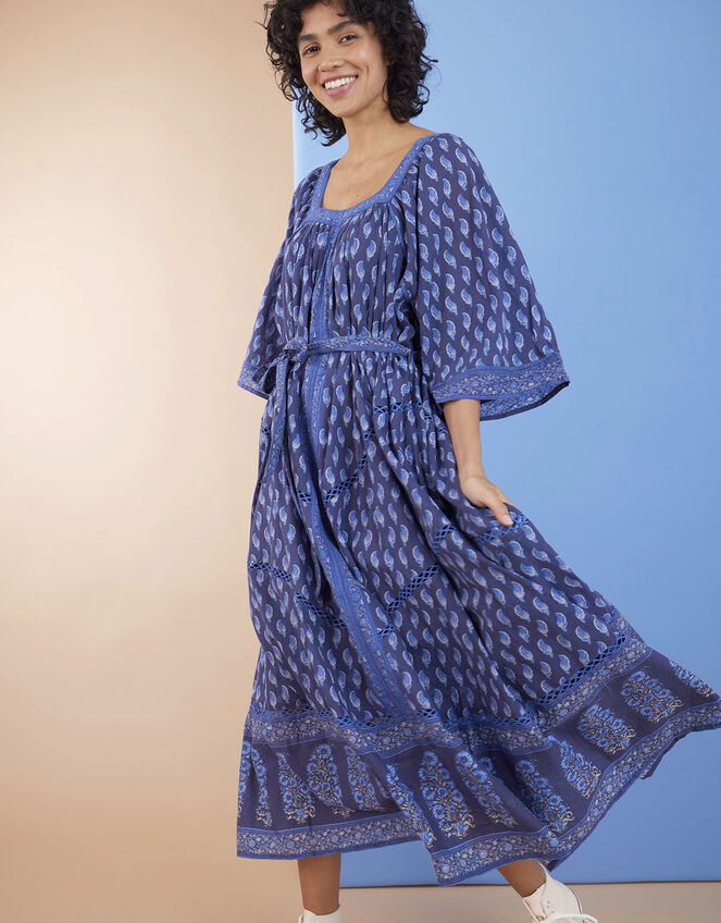 East Harriet Print Tie Waist Dress, Blue (NAVY), large