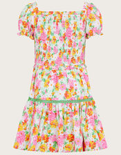 Ditsy Shirred Dress, Green (PALE GREEN), large