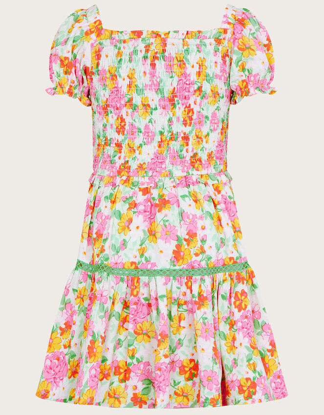 Ditsy Shirred Dress, Green (PALE GREEN), large
